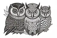 haida Woodpecker and owl tattoo design idea