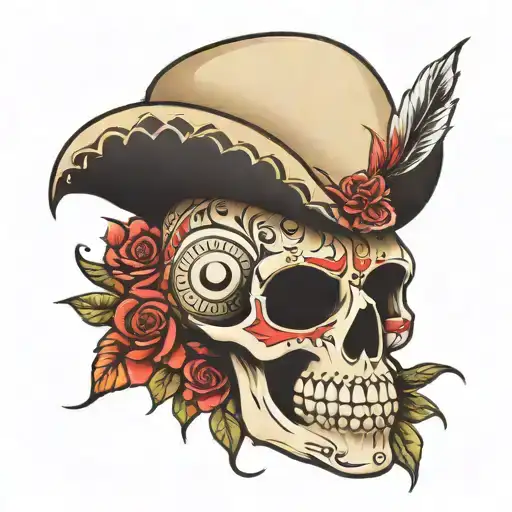 Mexican skull tattoo design idea