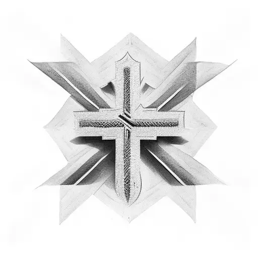 Christian Cross with word emmanuel tattoo design idea