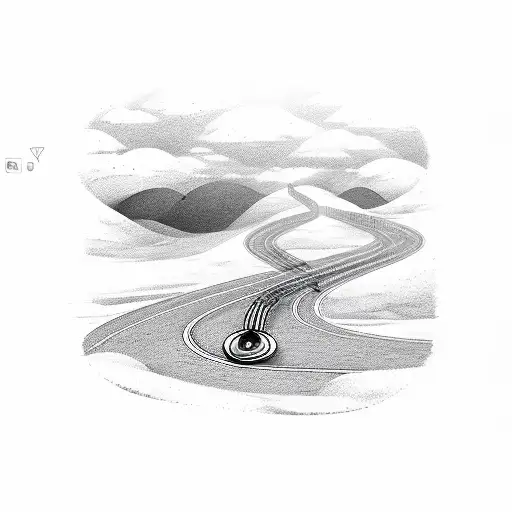 A highway road mixed with a music note  tattoo design idea