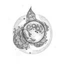 Flower moon tattoo design idea