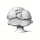 mushroom wutht the letter "m" under it in cursive tattoo design idea