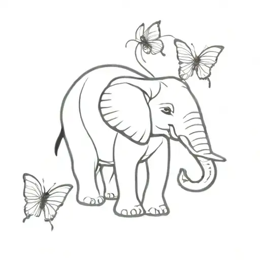 elephant pinguin butterfly tattoo tattoo design idea