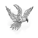 A blackwork tattoo of a soaring bird with musical notes forming its wings, symbolizing the freedom of music small tattoo design idea