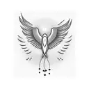 A blackwork tattoo of a soaring bird with musical notes forming its wings, symbolizing the freedom of music small tattoo design idea