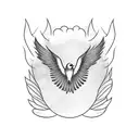 A blackwork tattoo of a soaring bird with musical notes forming its wings, symbolizing the freedom of music small tattoo design idea