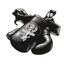 boxing gloves doing prayer symbol and Muay Thai head band tattoo design idea
