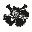 boxing gloves doing prayer symbol and Muay Thai head band tattoo design idea