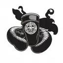 boxing gloves doing prayer symbol and Muay Thai head band tattoo design idea