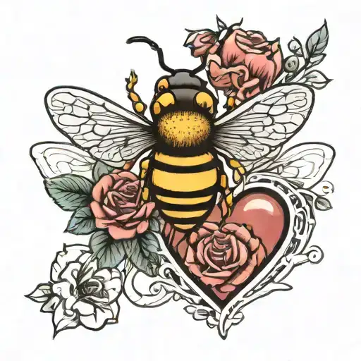heart tattoo that says bee and pluto tattoo design idea