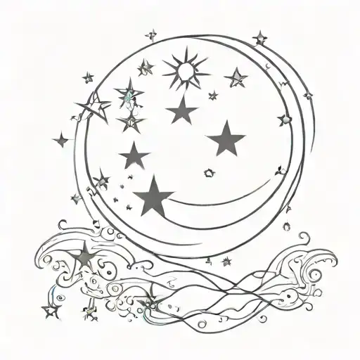 sonne mond sterne tattoo design idea