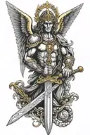 Michael archangel sword and beads intertwined tattoo design idea