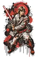 Luke Skywalker with lighsaber tattoo design idea
