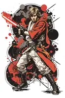 Luke Skywalker with lighsaber tattoo design idea