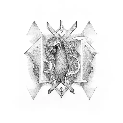 letter p and v  tattoo design idea