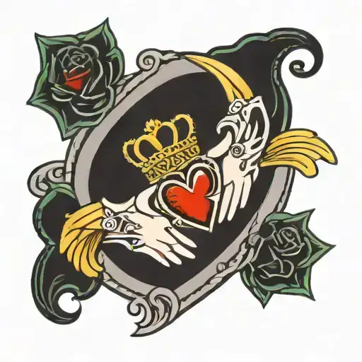 claddagh with names Kendall and Kelsey tattoo design idea