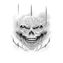 a scary alive house  tattoo design idea