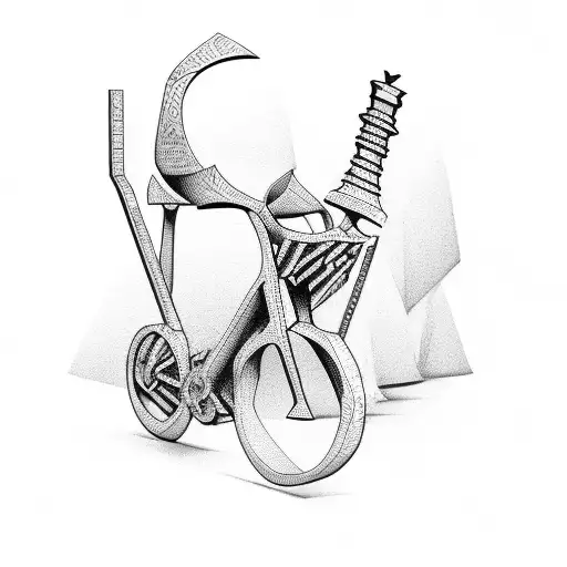 rook chess piece riding  bicycle  tattoo design idea