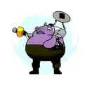 A creative tattoo combining the occupation of a hippopotamus trainer with the love for pan sharpening tattoo design idea