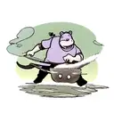 A creative tattoo combining the occupation of a hippopotamus trainer with the love for pan sharpening tattoo design idea