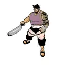 A creative tattoo combining the occupation of a hippopotamus trainer with the love for pan sharpening tattoo design idea