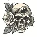 skull and rose tattoo design idea