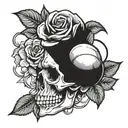 skull and rose tattoo design idea