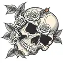 skull and rose tattoo design idea