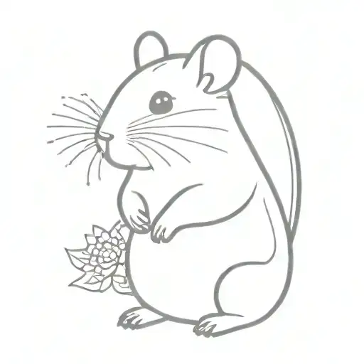 ginger hamster, flowers intertwined tattoo design idea