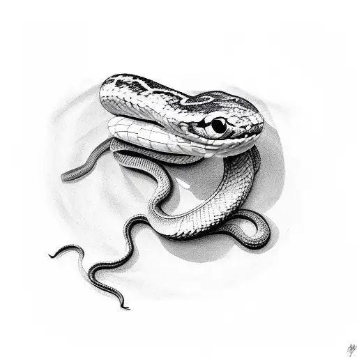 snake eat apple tattoo design idea