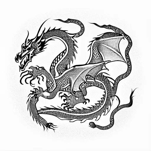 Dragon oriental  tattoo design idea