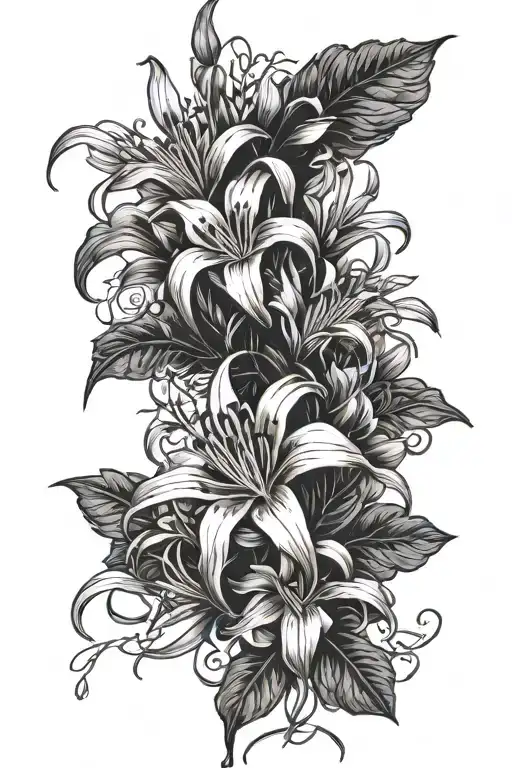 spider lily, wisteria flowers tattoo design idea