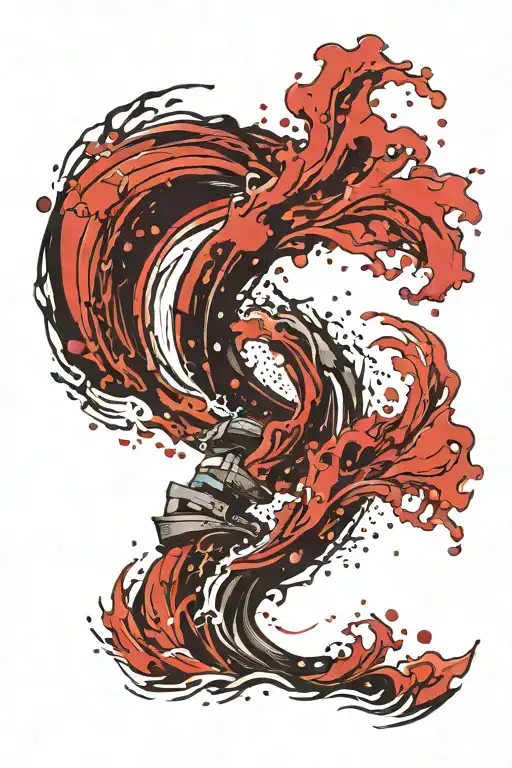 turbulant waves crashing tattoo design idea