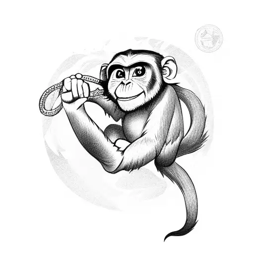 Silly looking monkey on a karate kimono fighting tattoo design idea