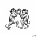 monkeys fighting like boxers tattoo design idea
