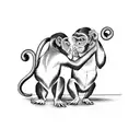 monkeys fighting like boxers tattoo design idea