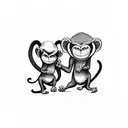 monkeys fighting like boxers tattoo design idea