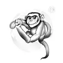 Silly looking monkey on a karate kimono fighting tattoo design idea