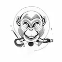 Silly looking monkey on a karate kimono fighting tattoo design idea