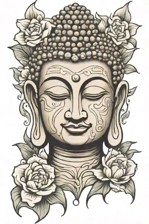Buddha face tattoo design idea