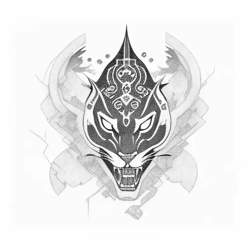 a black panter comes out of the jungle tattoo design idea