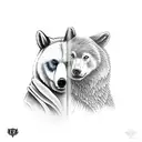 Bear Fighting a Wolf tattoo design idea