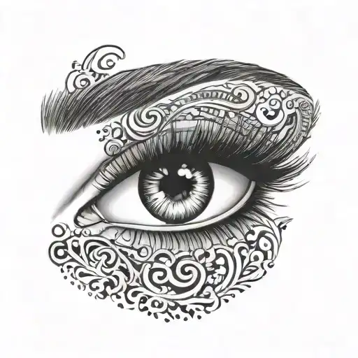 a woman's eyelashes tattoo design idea