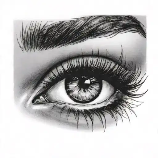 a woman's eyelashes tattoo design idea