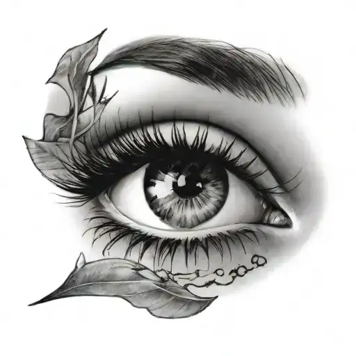 a woman's eyelashes tattoo design idea