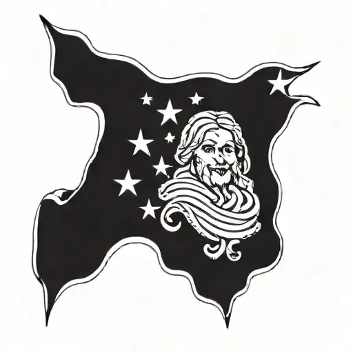 Betsy Ross flag waving tattoo design idea