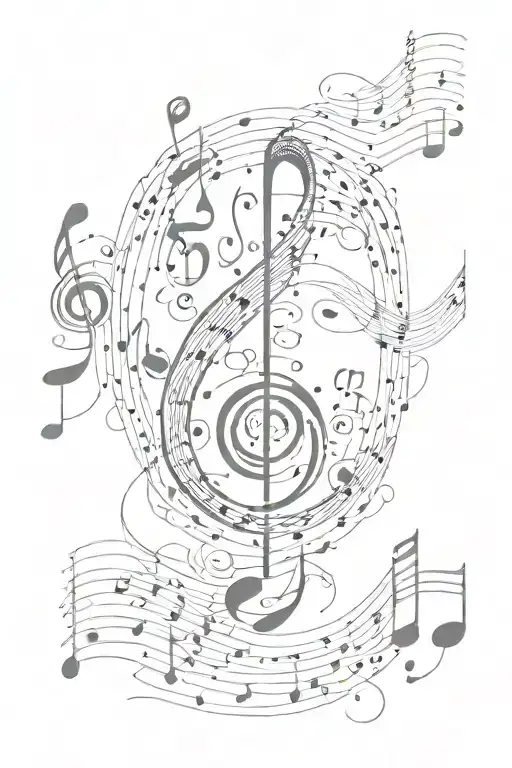 music notes around the word MOB tattoo design idea