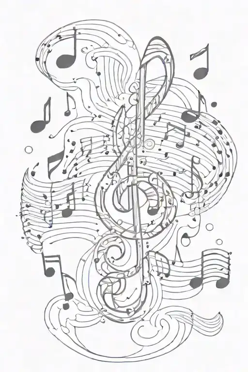 music notes around the word MOB tattoo design idea