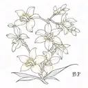 cattleya and golden wattle flowers forming tattoo design idea
