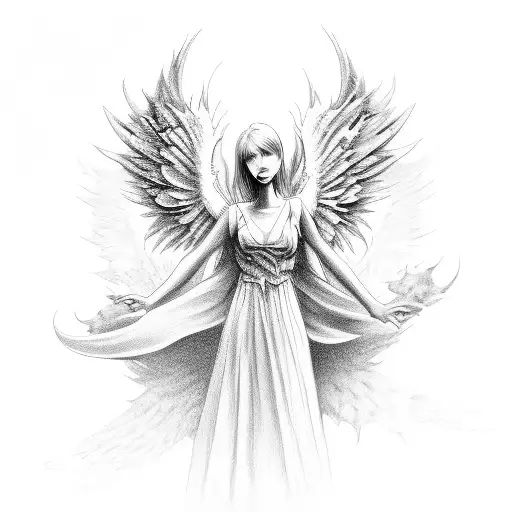 biblic angel falling  tattoo design idea